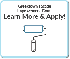 Clickable link to downloan Greektown Facade Improvement Grant Information and Application