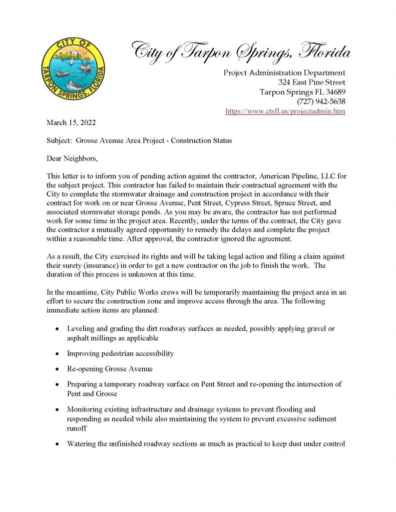 Letter to Residents - Page 1